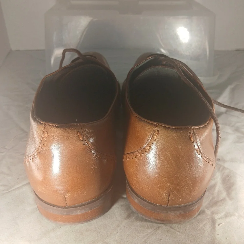 Stacy Adams Mens Cap Toe Oxford Dress Shoes Brown Leather Lace Up Size 10M‎